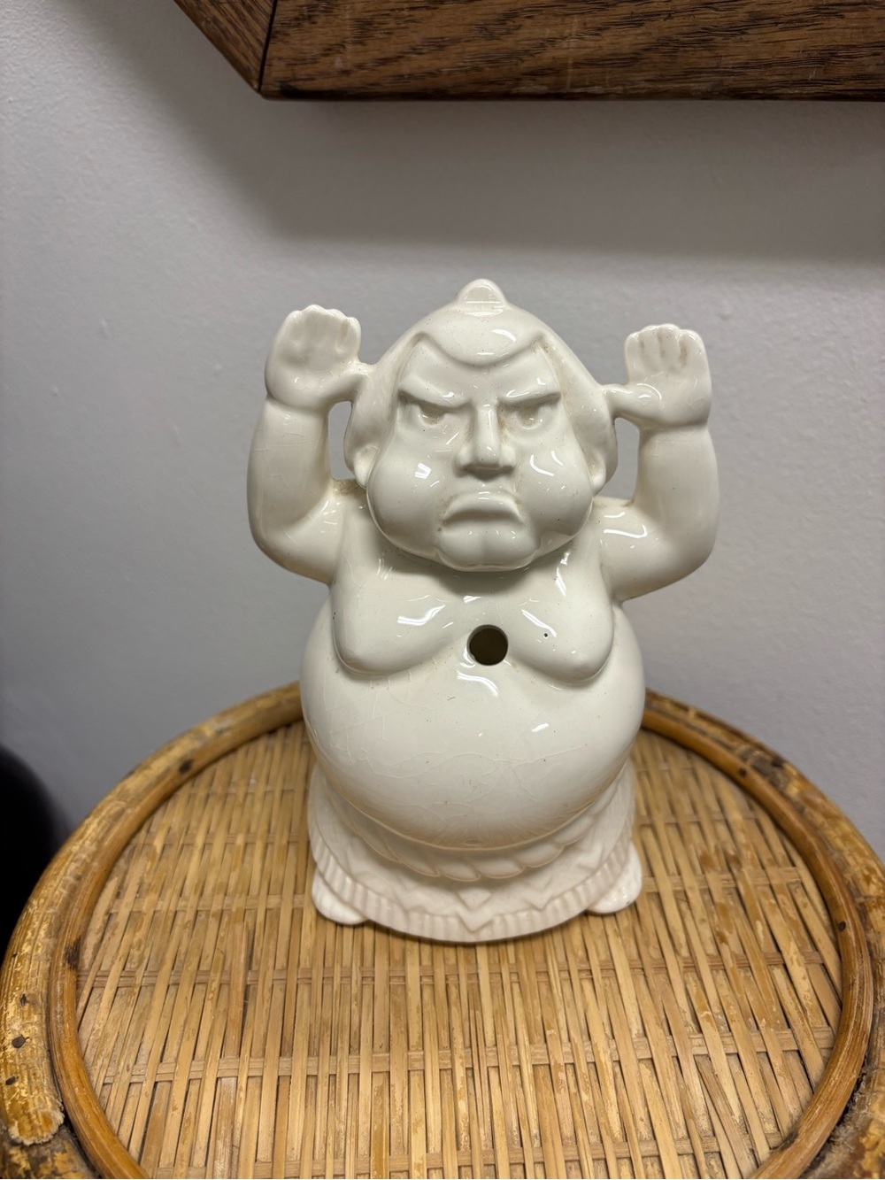 Ceramic Figural Home Art Statue in Cream -  incense holder